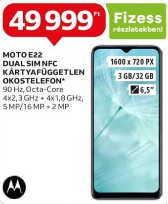 Auchan Moto E22 dual sim nfc kártyafüggetlen okostelefon 1 db ajánlat