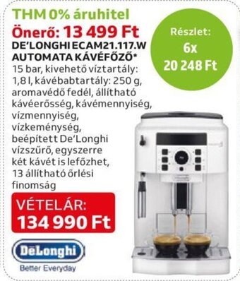 Auchan De'Longhi Ecam21.117.w automata kávéfőző 1 db ajánlat