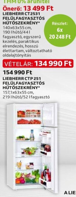 Auchan Liebherr Ct2531 felülfagyasztós hűtőszekrény 1 db ajánlat