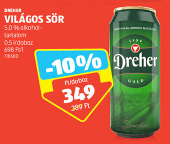 ALDI Dreher Világos sör 0,5 l ajánlat