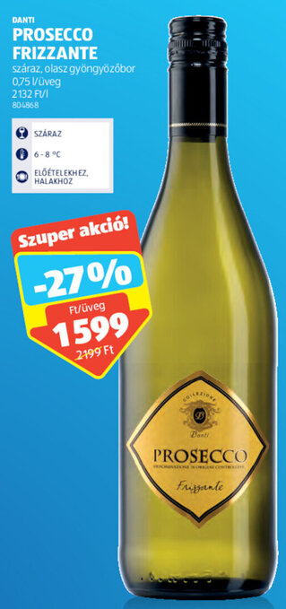 ALDI Danti Prosecco frizzante 0,75 l ajánlat