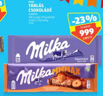 ALDI Milka Táblás csokoládé 300 g ajánlat