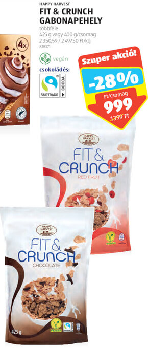 ALDI Happy Harvest Fit & crunch gabonapehely 400 / 425 g ajánlat
