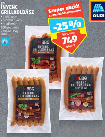 ALDI Bbq Ínyenc grillkolbász 300 g ajánlat