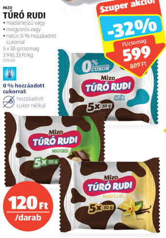 ALDI Mizo Túró rudi 5 x 30 g ajánlat