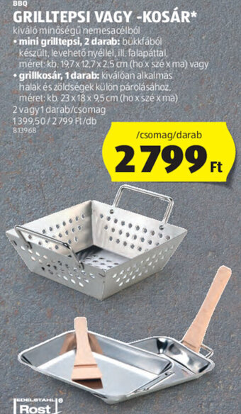 ALDI Bbq Grilltepsi vagy -kosár 1 db ajánlat