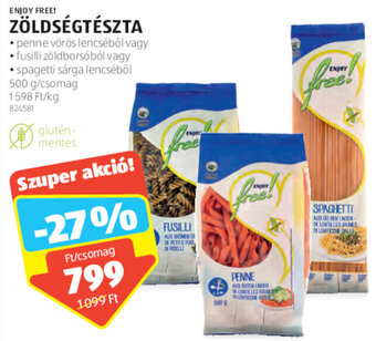 ALDI Enjoy Free! Zöldségtészta 500 g ajánlat