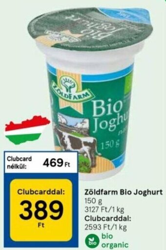 Tesco Zöldfarm Bio joghurt 150 g ajánlat