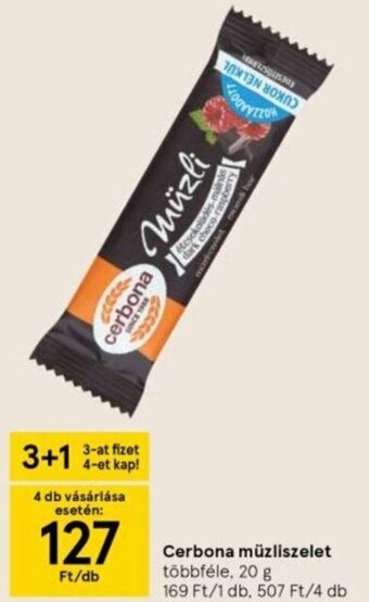 Tesco Cerbona müzliszelet 20 g ajánlat
