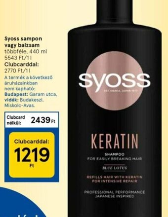 Tesco Syoss Sampon vagy balzsam 440 ml ajánlat