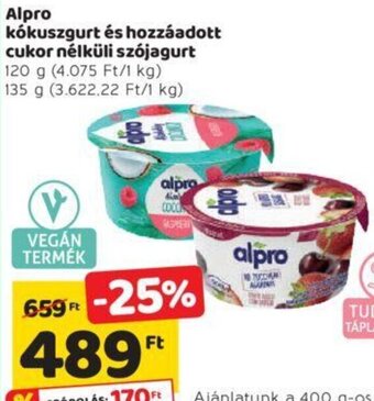 Spar Alpro Kókuszgurt és hozzáadott cukor nélküli szójagurt 120 / 135 g ajánlat