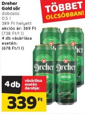 Spar Dreher Gold sör 0,5 l ajánlat