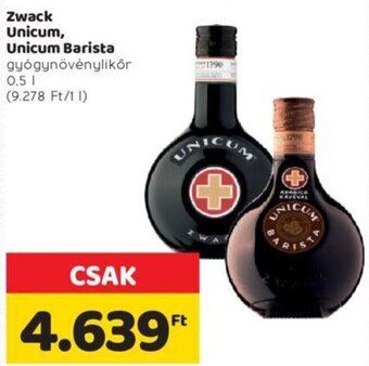 Spar Zwack Unicum, Unicum barista 0,5 l ajánlat