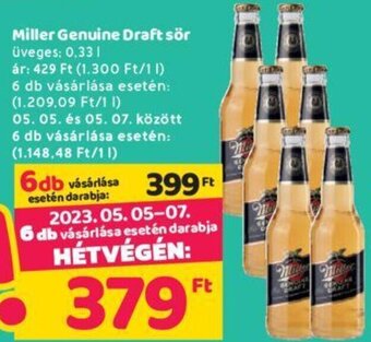 Miller Genuine draft sör 0,33 l
