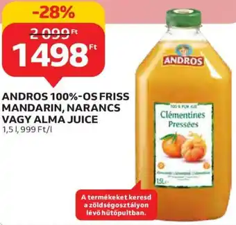Auchan Andros 100%-os friss mandarin, narancs vagy alma juice 1,5 l ajánlat