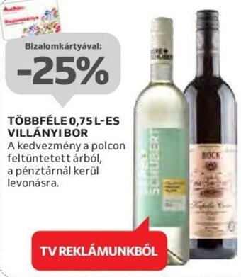 Auchan Többféle 0,75 l-es Villányi bor ajánlat