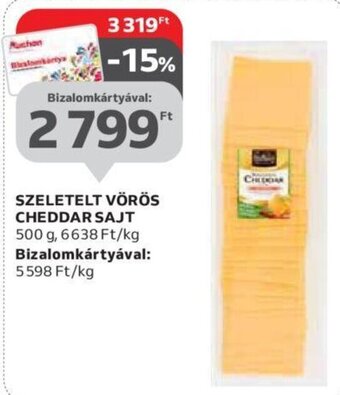 Auchan Szeletelt vörös cheddar sajt 500 g ajánlat