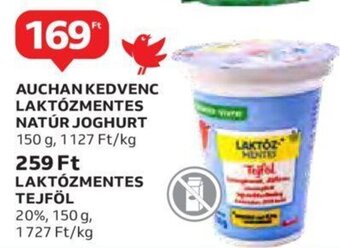 Auchan Auchan kedvenc laktózmentes natúr joghurt 150 g ajánlat