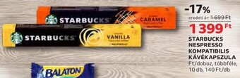 Auchan Starbucks Nespresso kompatibilis kávékapszula 10 db ajánlat