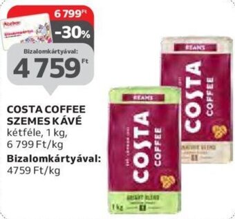 Auchan Costa Coffee szemes kávé 1 kg ajánlat