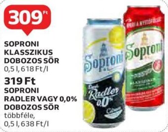 Auchan Soproni Klasszikus dobozos sör 0,5 l ajánlat