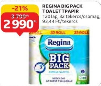 Auchan Regina Big pack toalettpapír 32 tekercs ajánlat