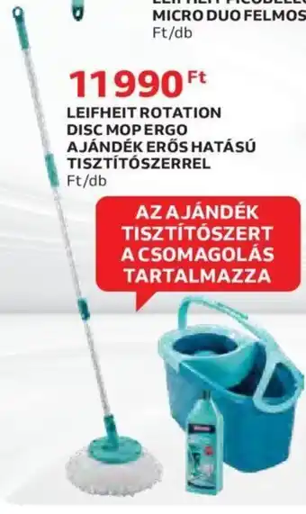 Auchan Leifheit Rotation disc mop ergo ajándék erős hatású tisztítószerrel 1 db ajánlat