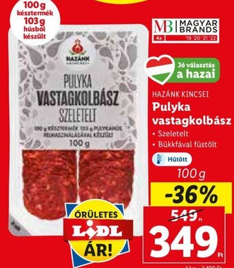Lidl Hazánk Kincsei Pulyka vastagkolbász 100 g ajánlat