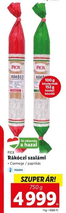 Lidl Pick Rákóczi szalámi 750 g ajánlat