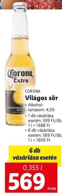 Lidl Corona Világos sör 0,355 l ajánlat