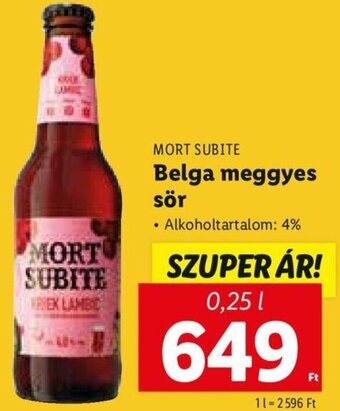 Lidl Mort Subite Belga meggyes sör 0,25 l ajánlat