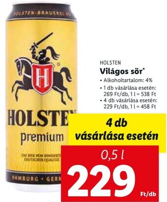 Lidl Holsten Világos sör 0,5 l ajánlat