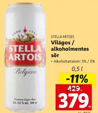 Stella Artois Világos / alkoholmentes sör 0,5 l