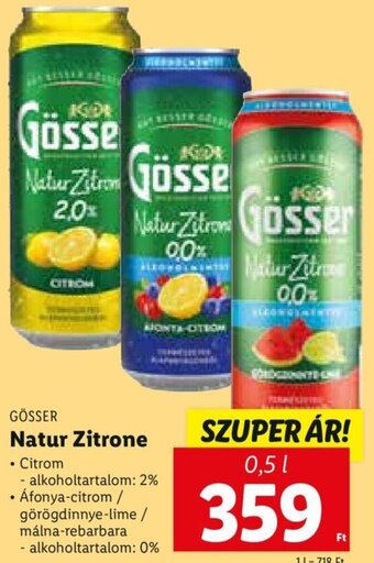 Lidl Gösser Natur zitrone 0,5 l ajánlat