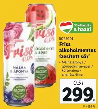 Borsodi Friss alkoholmentes ízesített sör 0,5 l