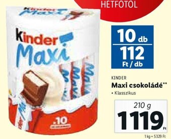Lidl Kinder Maxi csokoládé 210 g ajánlat