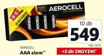 Lidl Aerocell AAA elem 10 db ajánlat