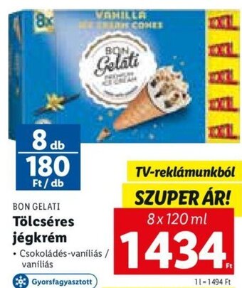 Lidl Bon Gelati Tölcséres jégkrém 8 x 120 ml ajánlat