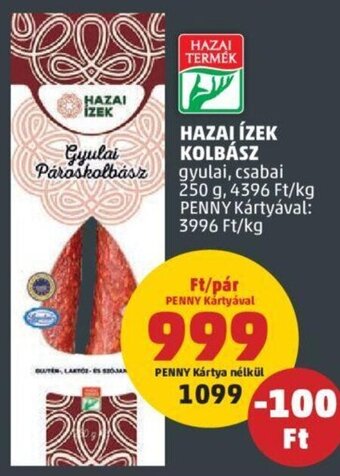 PENNY Hazai Ízek kolbász 250 g ajánlat