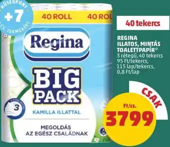 PENNY Regina illatos, mintás toalettpapír 40 tekercs ajánlat