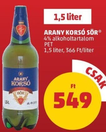 PENNY Arany Korsó Sör 1,5 l ajánlat