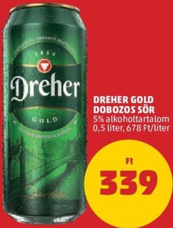 PENNY Dreher Gold dobozos sör 0,5 l ajánlat