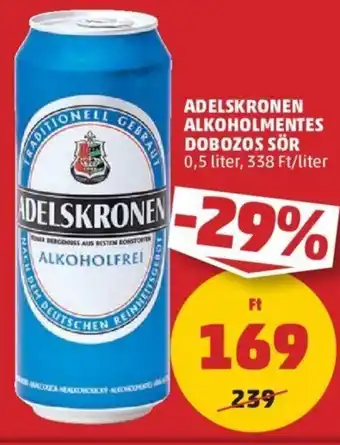 Adelskronen alkoholmentes dobozos sör 0,5 l