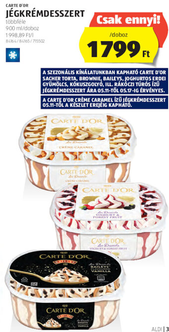 ALDI Carte d'Or Jégkrémdesszert 900 ml ajánlat