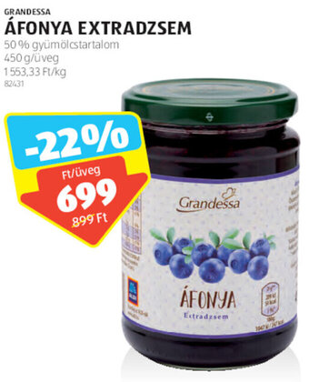 ALDI Grandessa Áfonya extradzsem 450 g ajánlat