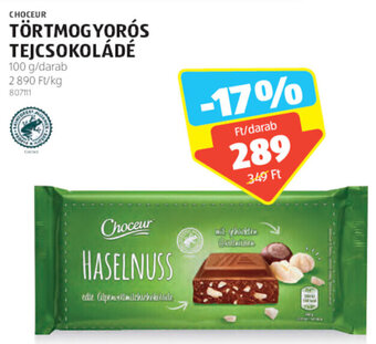 ALDI Choceur Törtmogyorós tejcsokoládé 100 g ajánlat