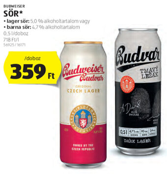 ALDI Budweiser Sör 0,5 l ajánlat