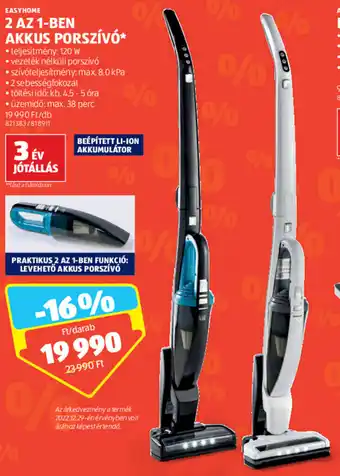ALDI Easyhome 2 az 1-ben akkus porszívó 1 db ajánlat