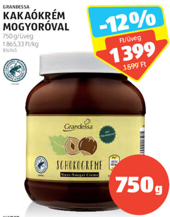 ALDI Grandessa Kakaókrém mogyoróval 750 g ajánlat