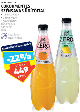 ALDI San Benedetto Cukormentes szénsavas üdítőital 0,75 l ajánlat